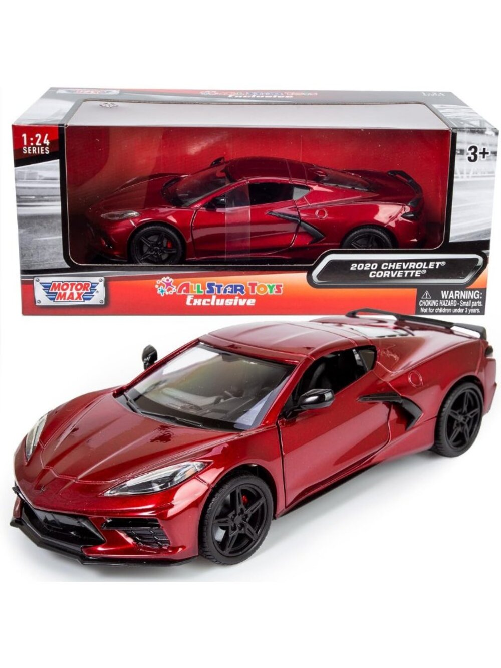 2020 Corvette C8 Stingray Diecast Model Car - 1:24 Scale Red Collectible Toy
